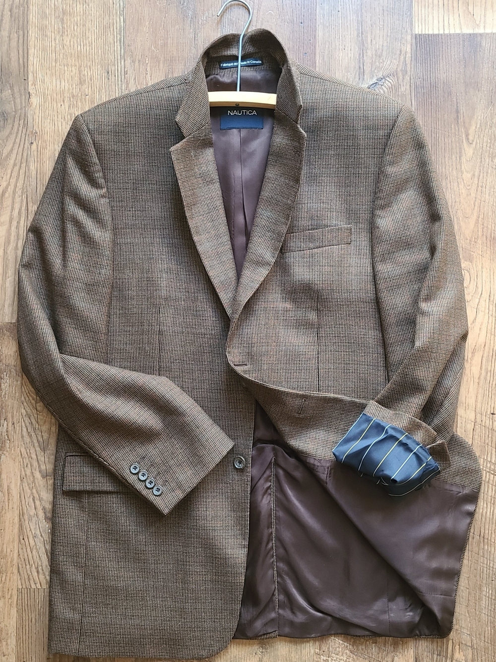 Vintage Nautica Wool Brown Tweed Coat Perfect Layering Piece For Men/Women